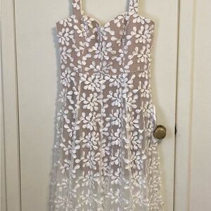 Dress the Population Anabel White Floral Gown NEVER WORN